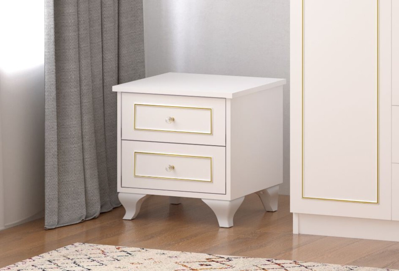 Noptiera, Hanah Home, Rb-090, 45x45x40 cm, Alb mat - imagine 7